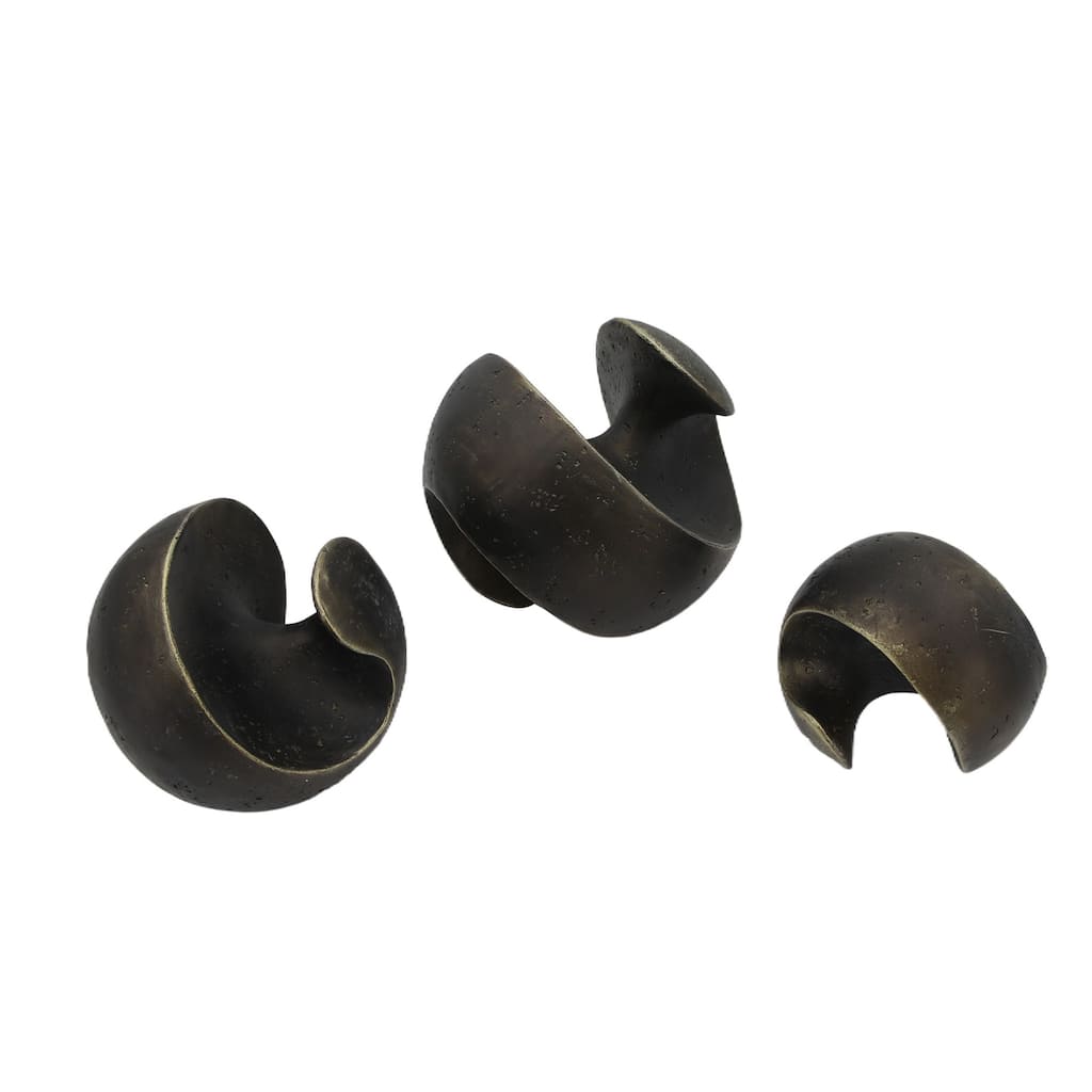 Sagebrook Home 4/5/6" Kismet Spiral Deco Spheres in Bronze Resin, Elegant Home Decor Accessory, Set of 3 - 6" x 6" x 6"
