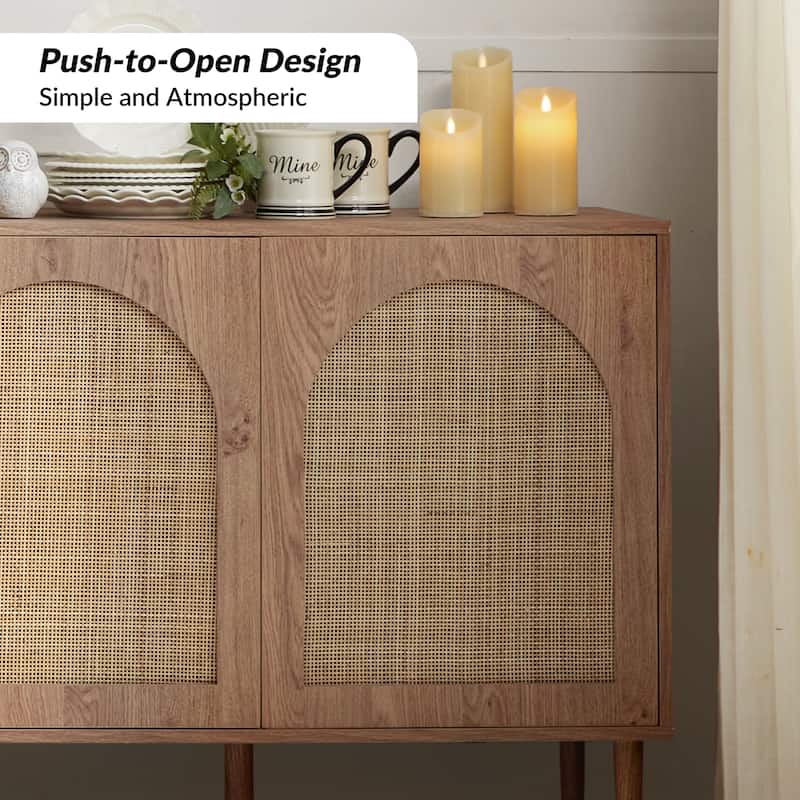 Ulysses Farmhouse Storage Rattan Sideboard with Adjustable Shelves by HULALA HOME
