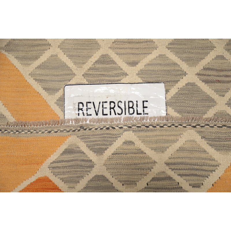 Hand Woven Oriental 100% Wool Carpet Southwestern Tribal Greys & Charcoal Kilim Area Rug - 4' 10'' X 3' 3''