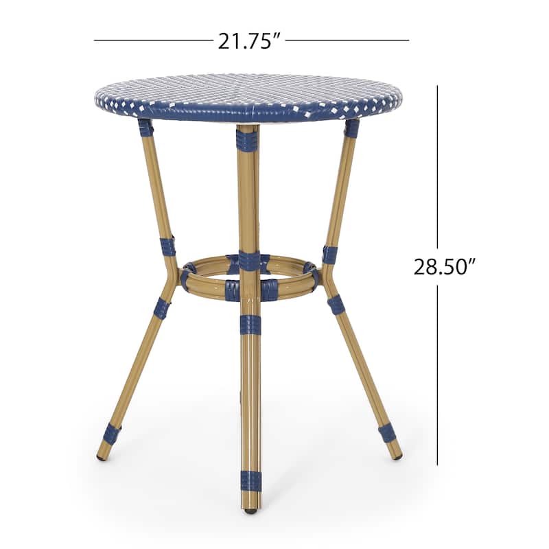 Picardy Outdoor Aluminum and Wicker Outdoor French Cafe Table by Christopher Knight Home - 21.75"L x 21.75"W x 28.50"H
