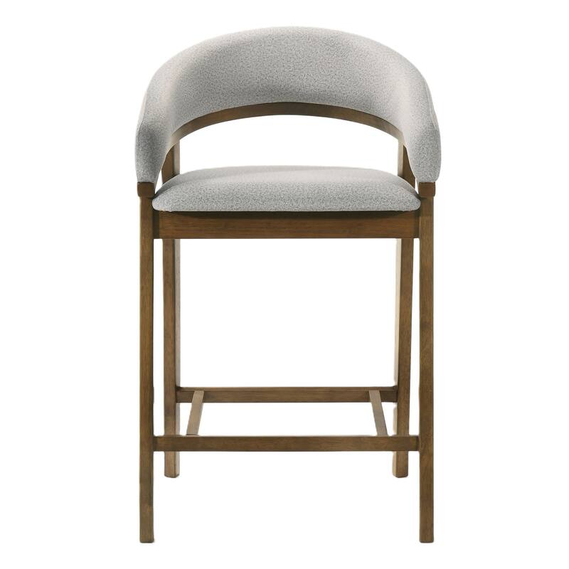 Truman Mid-Century Modern Grey & Walnut Counter Chair (Set of 2)