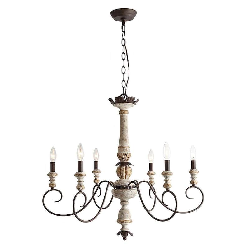 Urban Farmhouse 6-Light Chandelier French Country Rustic Classic Lights - D31.1" x H28"