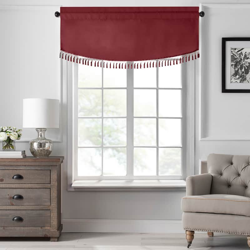 SunVeil Vanderbilt Scallop Tassel Window Valance - 50"x19" - Red