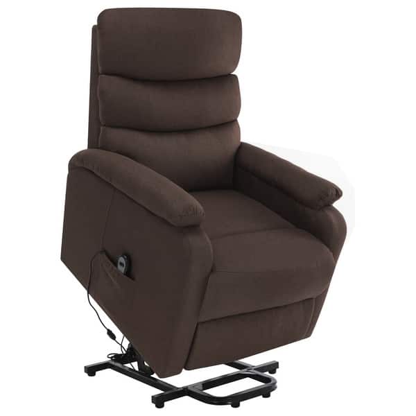 slide 2 of 8, vidaXL Power Lift Massage Recliner Brown Fabric - 28.7" x 35.6" x 40.4"