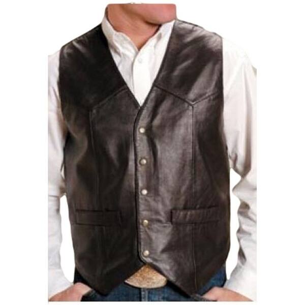 Shop Roper Western Vest Mens Leather Snap Brown Overstock 27389930