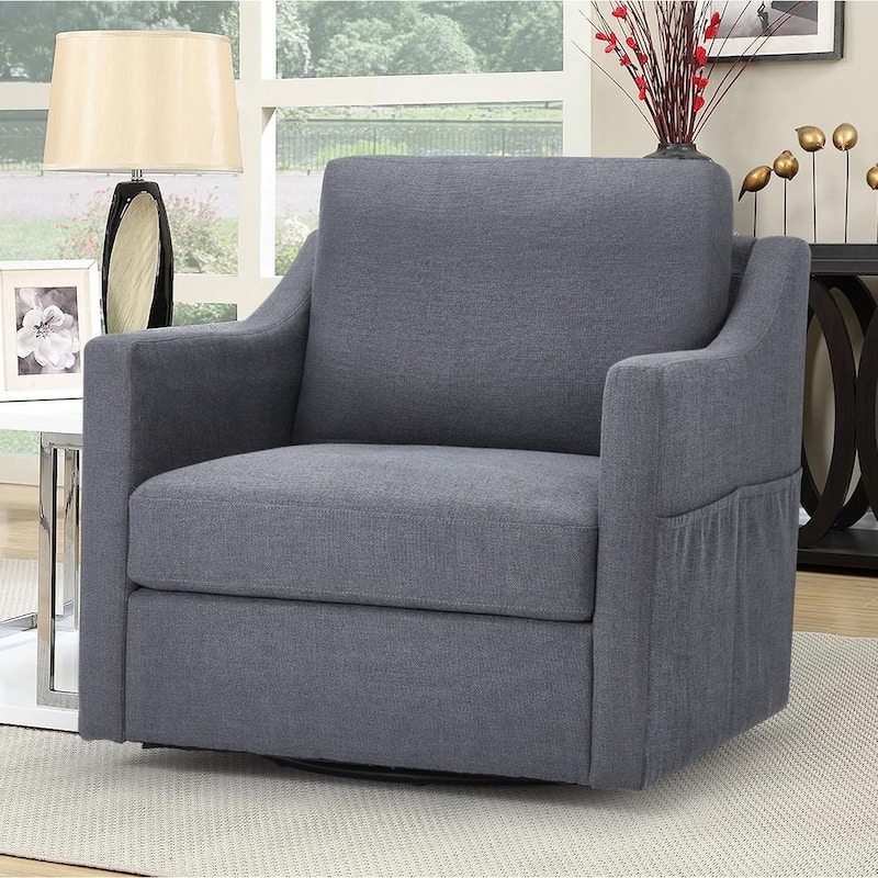 Swivel Accent Chair - Modern Linen Armchair with Removable Cover for Living Room & Reception