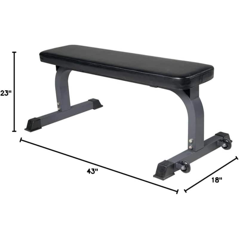 Power Systems Economy Flat Workout Bench – Weight Training Bench for Home Gym, Black/Grey - Black