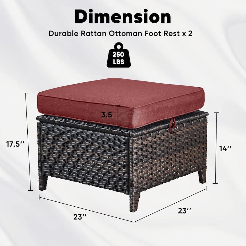 Outdoor Furniture Wicker Ottoman Patio Rattan Ottomans