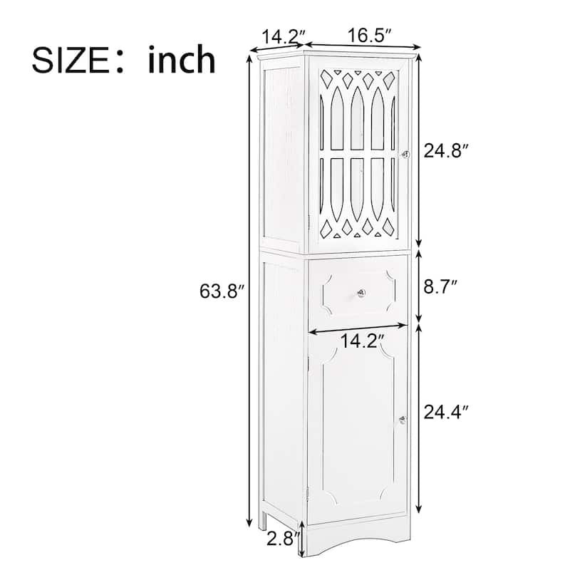 Merax Freestanding Tall Bathroom Cabinet with Acrylic Door