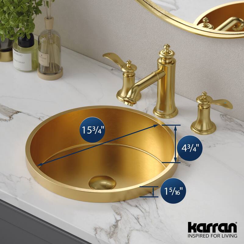 Karran USA CCT100 Cinox 15" Circular Stainless Steel Drop In Bathroom