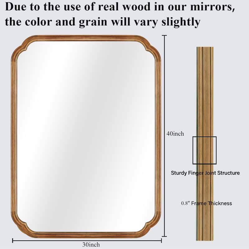 Decorative Scalloped Corner Rectangle Farmhouse Style Wall Mirror