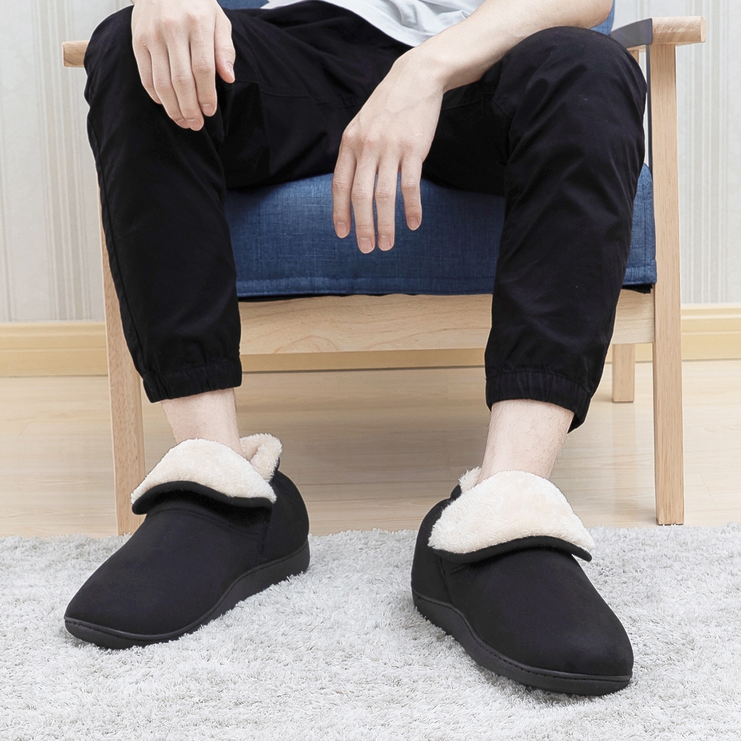Men's Plush Warm Ankle Bootie Slippers 