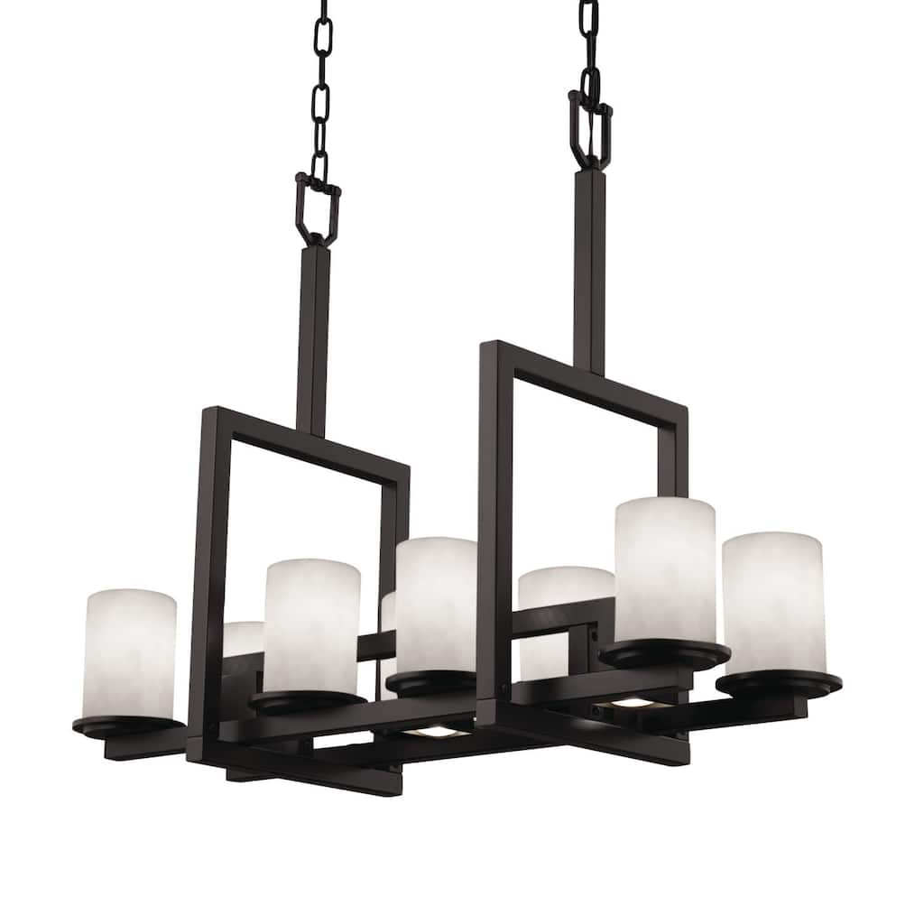 Clouds Dakota Matte Black Bridge Chandelier, Clouds Cylinder w/ Flat Rim Shade