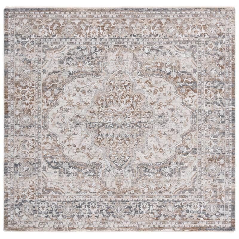 SAFAVIEH Finley Stoyanka Floral Rug - Beige/Grey - 6'7" Square