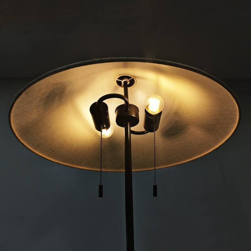 Floor Lamp Traditional Black 65" 2-Light Linen Shade