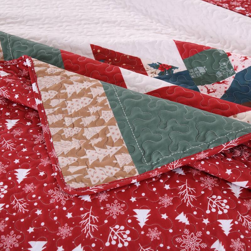 3 Pcs Patchwork Christmas Tree Quilt Set