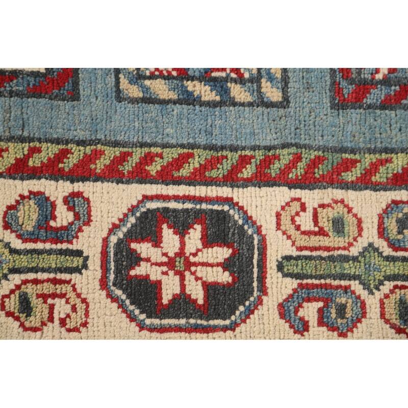 Kazak Runner Rug Handmade Blue Wool Carpet - 3'2" x 16'4"