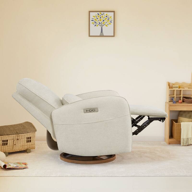 Spruce & Spring Power Swivel Recliner Chair Nursery Glider with Lumber Pillow