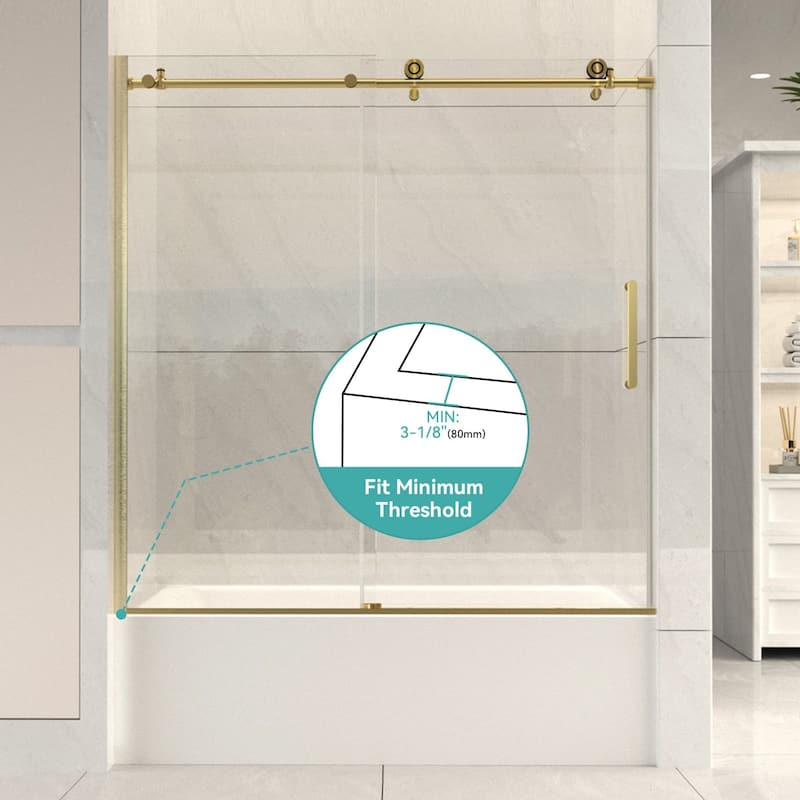 i-Homare 55 - 59 in.W x 60 in.H Tub Sliding Shower Door with Soft Closing System
