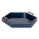 preview thumbnail 67 of 97, Kate and Laurel Lipton Hexagon Decorative Tray - 18x18 Navy Blue/Silver
