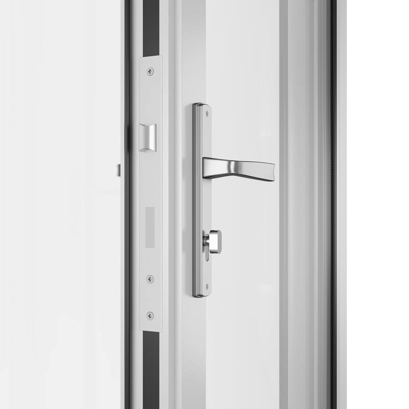 KaMic 168"×96" 5 Panels Aluminum Folding Door In White,Folded Out From Left To Right Model #:FD5PWH16896-LR