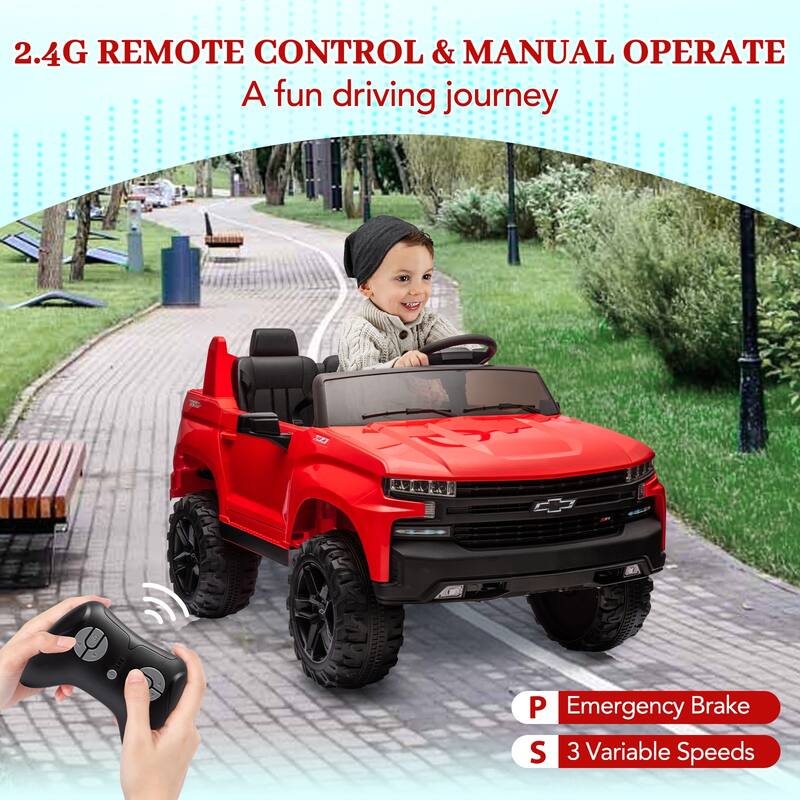 24V 2-Seater Electric Kids Ride-on Truck, Licensed Chevrolet Silverado for Kids Best Gifts