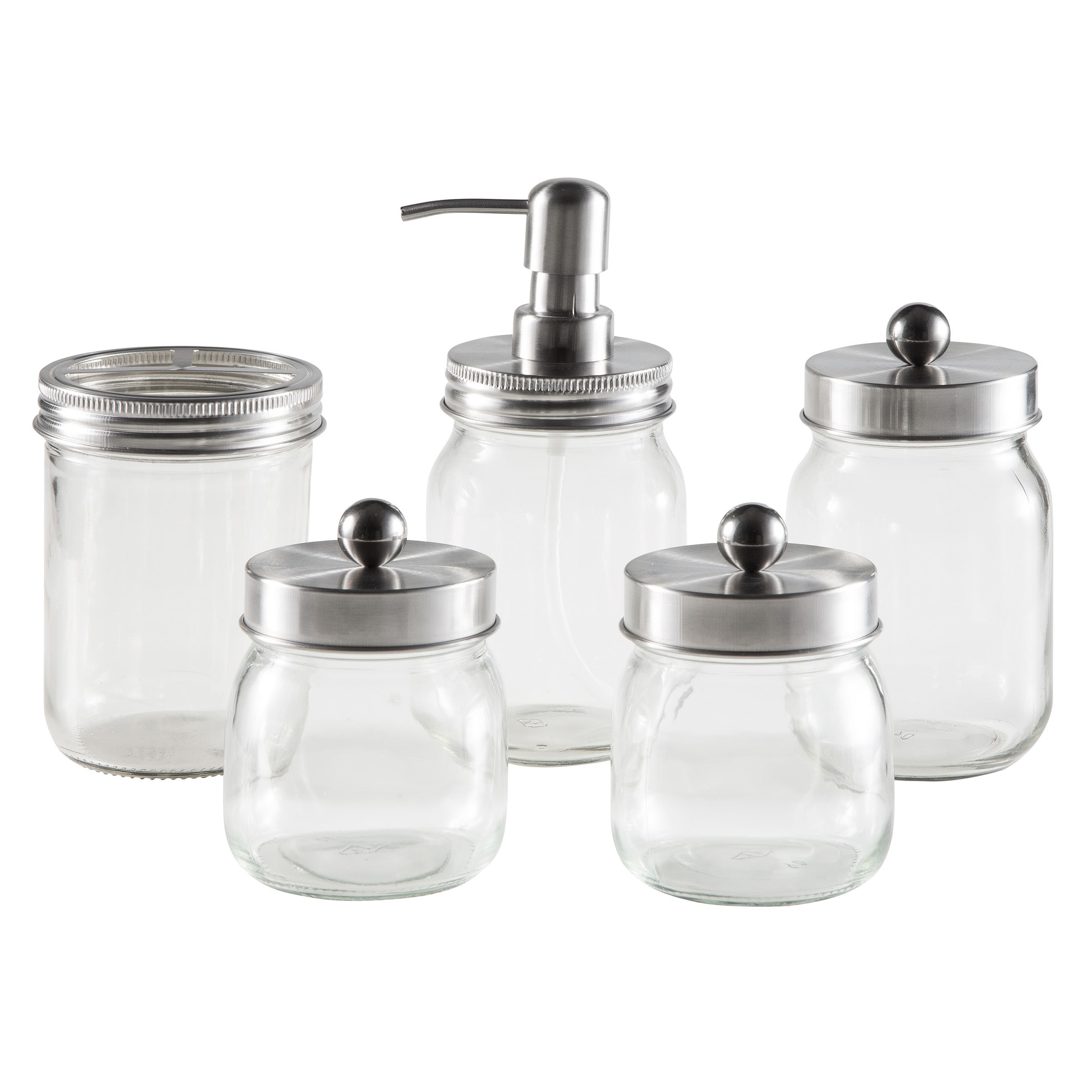 Mason Jar Bathroom Accessories Set - 5-Piece Bathroom Set Home-Complete -  On Sale - Bed Bath & Beyond - 36793716