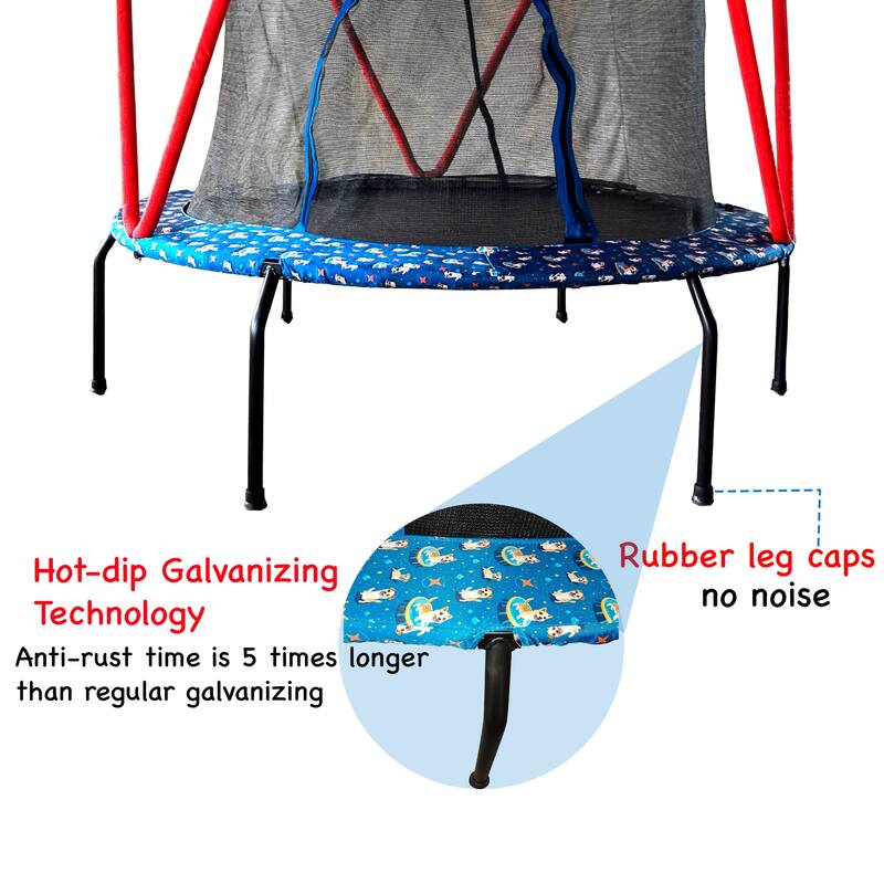 Toddler Trampoline - Heightened Net, No-Gap Design, Indoor Outdoor Use - Baby Blue - 66