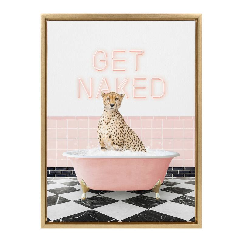 Kate and Laurel Sylvie Cheetah Get Naked Framed Canvas by Amy Peterson