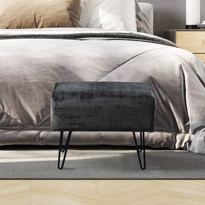 Textured Velvet Ottoman