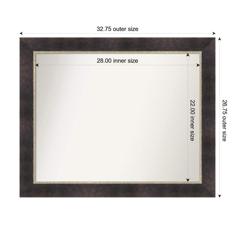Odin Antique Bronze Non-Beveled Wood Framed Bathroom Vanity Wall Mirror - Odin Antique Bronze - 33 x 27 in