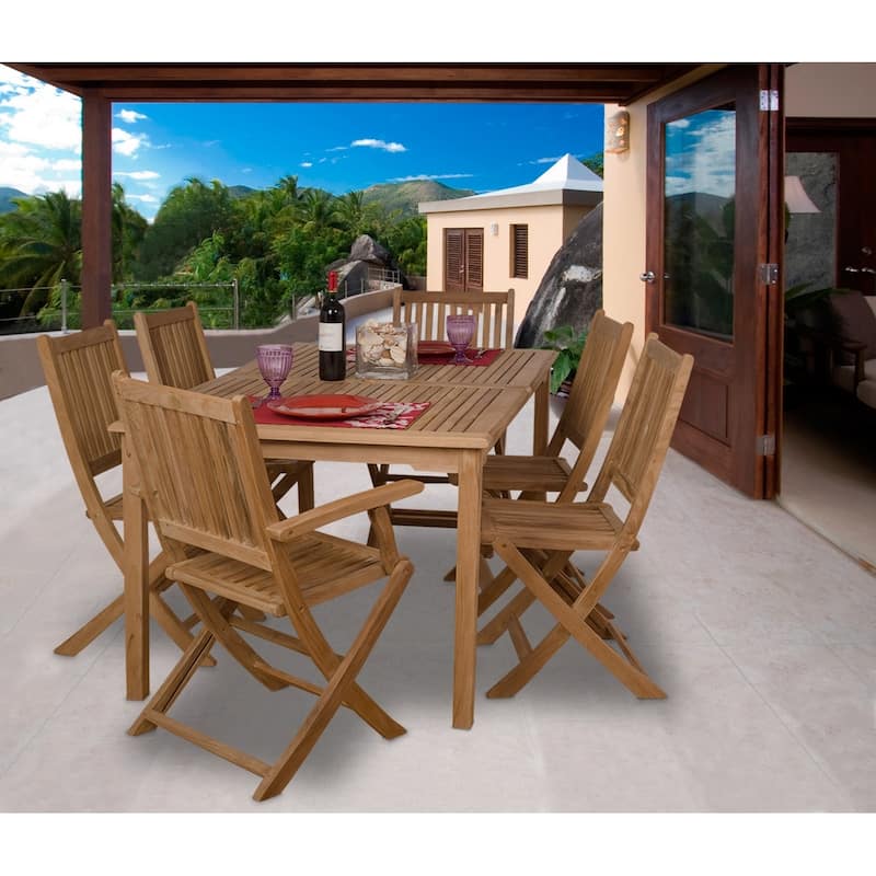 Rotterdam 7-Piece Outdoor Dining Set Teak Rectangular Patio Furniture