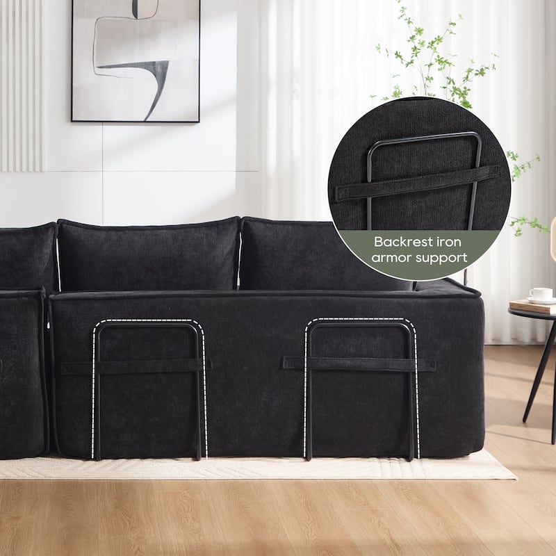 Modern Modular Sectional Sofa, Upholstered Cloud Couch with Deep Seats