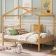 preview thumbnail 1 of 36, Full Size Wood House Bed with Storage Space and Roof Full - Natural