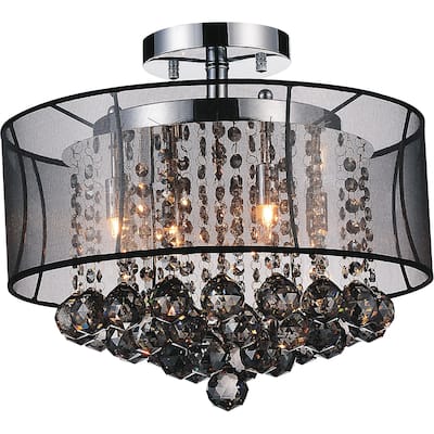 Radiant 6 Light Drum Shade Flush Mount With Chrome Finish