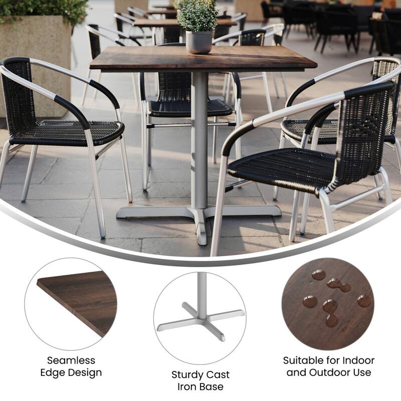 Commercial HPL Tabletop with Table Height Crisscross Base