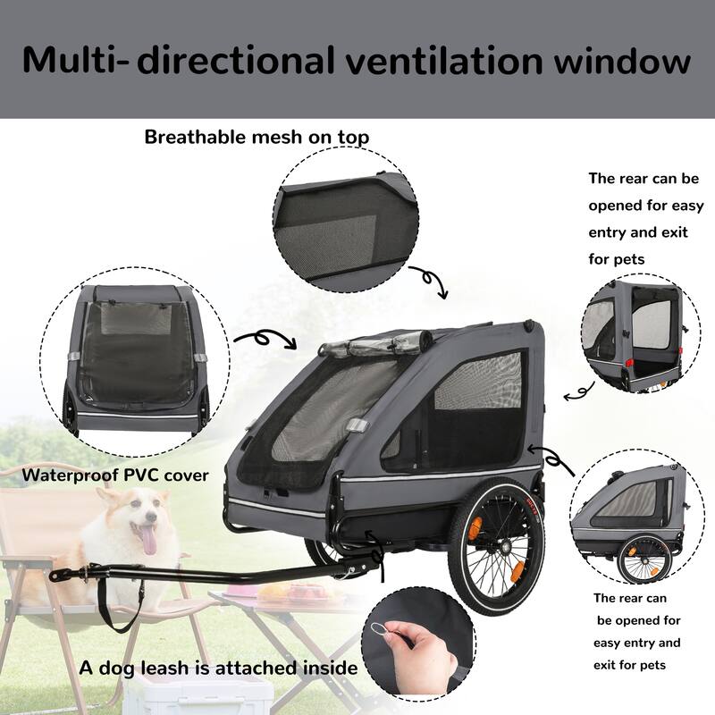 Pet Bike Trailer Dog Cart for Bicycle,Suitable for Small and Medium Pets, Easy Folding Cart Frame, Non-Slip Floor