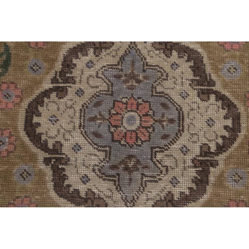 Beige Tabriz Persian Vintage Area Rug Handmade Wool Carpet - 6'3"x 9'7"