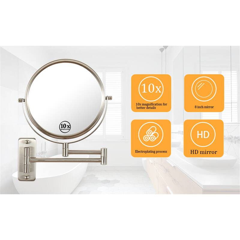 10x/1x Wall Mounted Magnifying Mirror Double-Side Mirrors for Wall