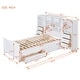 preview thumbnail 12 of 10, White Wood Twin Platform Bed wAll-in-One Cabinet, Shelf, 8 Side Drawers