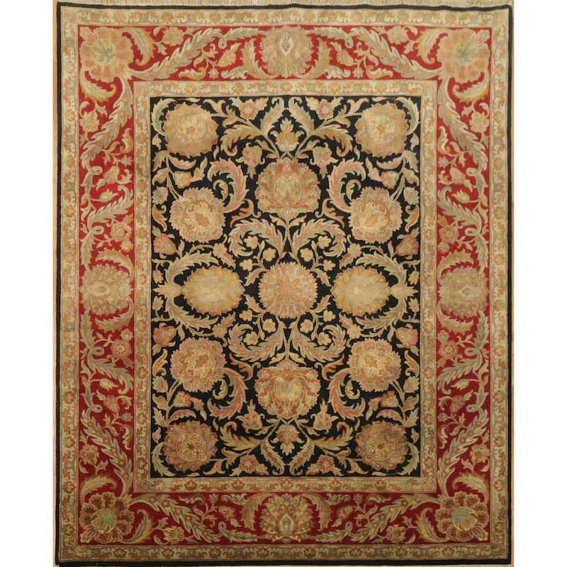 Hand Knotted Oriental 100% Wool Carpet Traditional All-Over Black Heriz (serapi) Area Rug - 9' 10'' X 8' 0''
