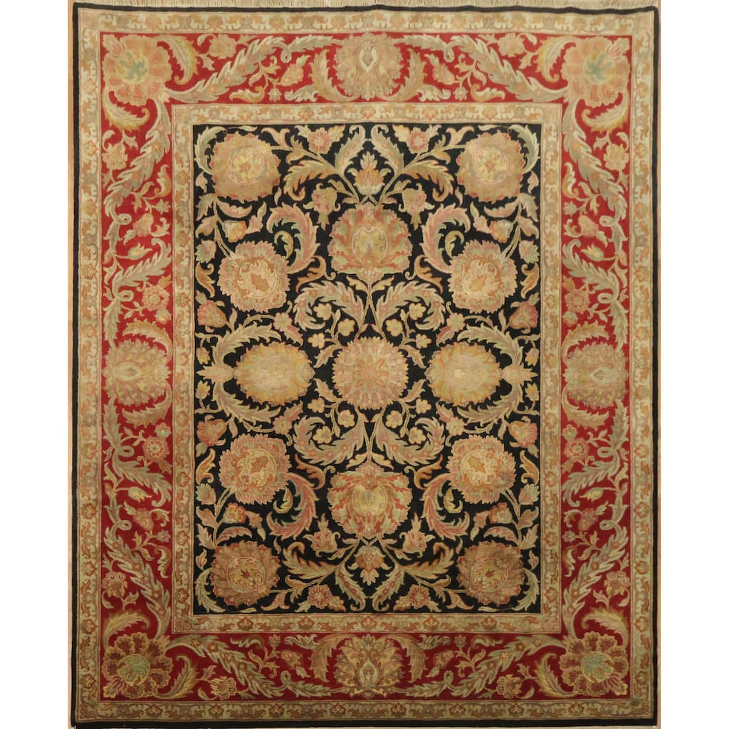 Hand Knotted Oriental 100% Wool Carpet Traditional All-Over Black Heriz (serapi) Area Rug - 9' 10'' X 8' 0''
