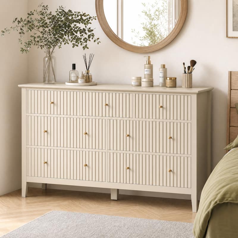 beige dresser with gold handles Dresser with Gold Handles - 6 Spacious Drawers for Home Organization - Bed Bath & Beyond