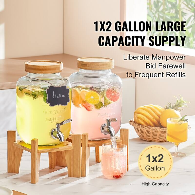 Beverage Dispenser with Spigot and Lid, Iced Tea Lemonade Juice Water Dispenser