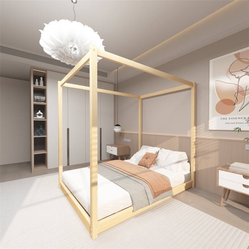 Queen Size Canopy Platform Bed with Support Legs