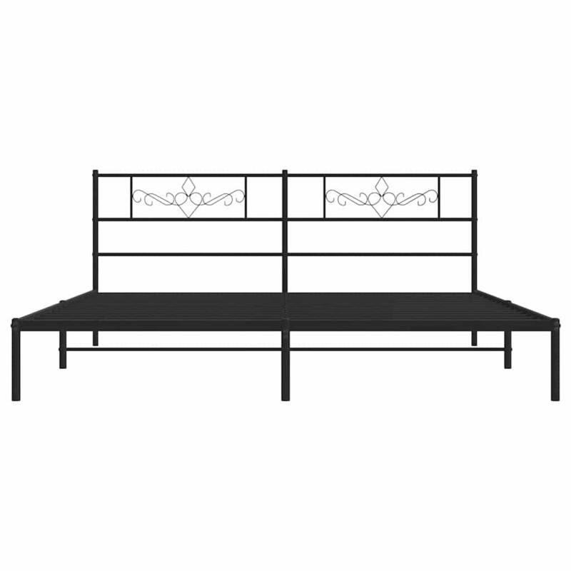 vidaXL 12 Inches Black King Size Metal Bed Frame No Mattress - 81.5" x 78" x 35.4"