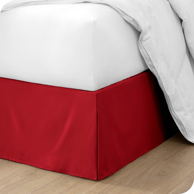 Bare Home Pleated Bed Skirt - 15-Inch Tailored Drop Easy Fit - Twin XL - Red