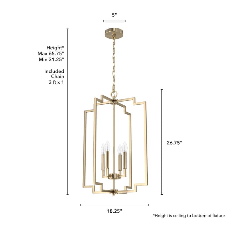 Hunter Zoanne 4-Light Modern Pendant Hanging Light - Island, Entry, Dining - Geometric, Contemporary, Candle, Transitional
