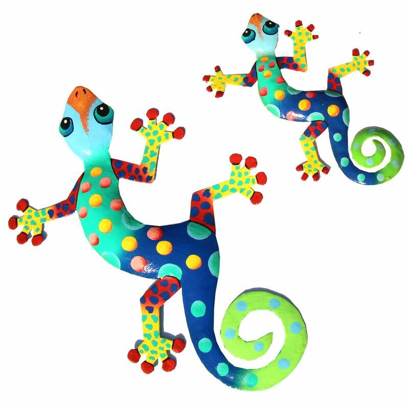 Handmade Recycled Metal Gecko Wall Art (Haiti)