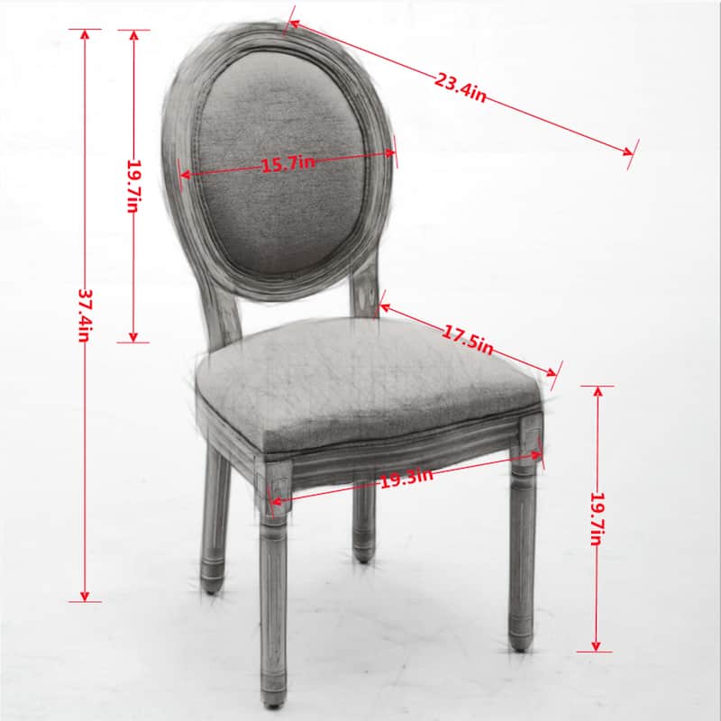 Modern Dining Chair Solid Wood Frame Linen Fabric Back Dining Chair, Set of 2